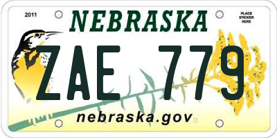 NE license plate ZAE779