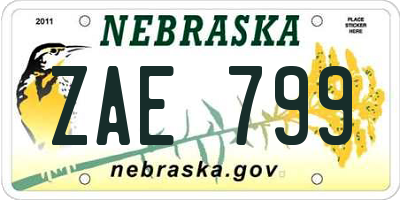 NE license plate ZAE799