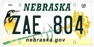 NE license plate ZAE804