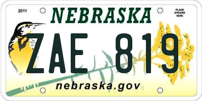 NE license plate ZAE819