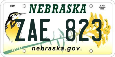 NE license plate ZAE823