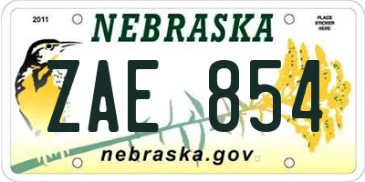NE license plate ZAE854