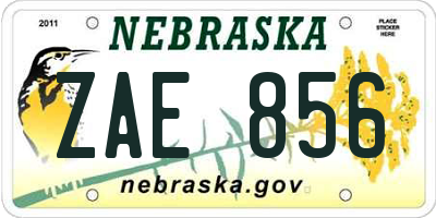 NE license plate ZAE856