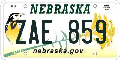 NE license plate ZAE859