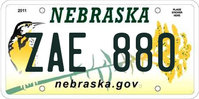 NE license plate ZAE880