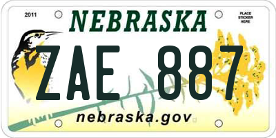 NE license plate ZAE887