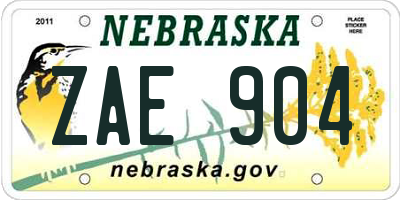 NE license plate ZAE904