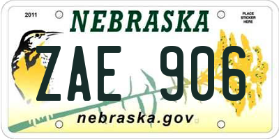 NE license plate ZAE906