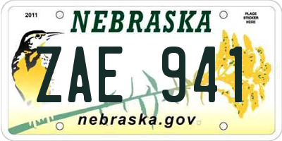 NE license plate ZAE941