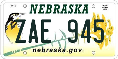 NE license plate ZAE945