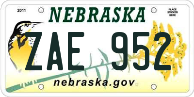 NE license plate ZAE952