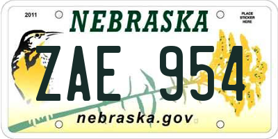 NE license plate ZAE954