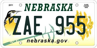NE license plate ZAE955