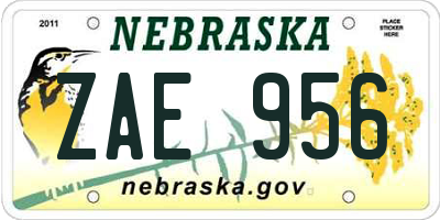 NE license plate ZAE956