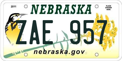NE license plate ZAE957