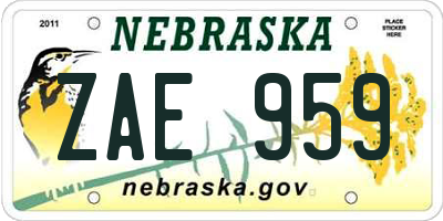 NE license plate ZAE959