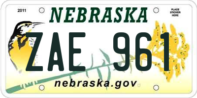 NE license plate ZAE961