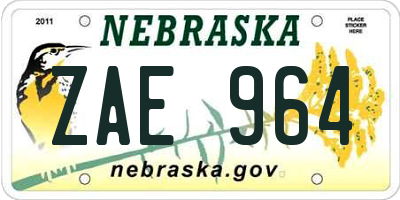 NE license plate ZAE964