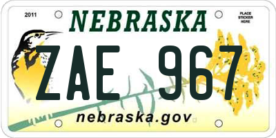 NE license plate ZAE967