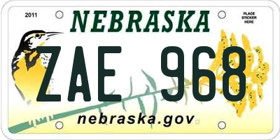 NE license plate ZAE968