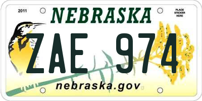 NE license plate ZAE974