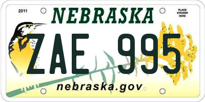 NE license plate ZAE995
