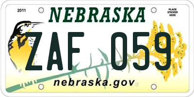 NE license plate ZAF059