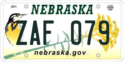 NE license plate ZAF079