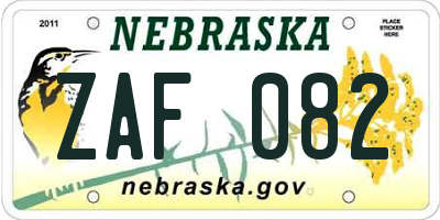 NE license plate ZAF082