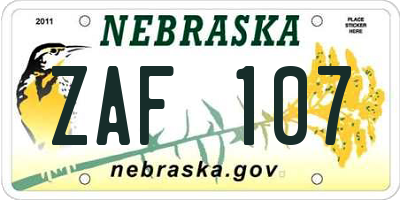 NE license plate ZAF107
