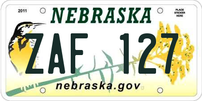 NE license plate ZAF127