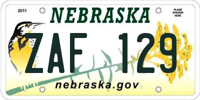 NE license plate ZAF129
