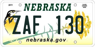 NE license plate ZAF130