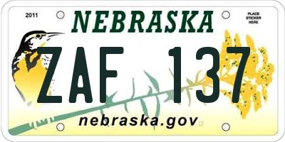 NE license plate ZAF137