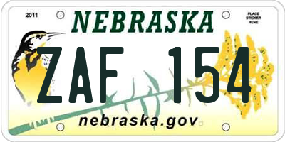 NE license plate ZAF154