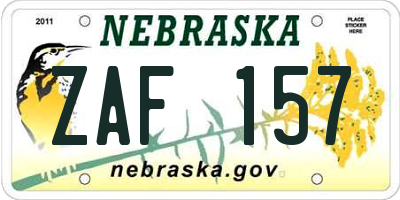 NE license plate ZAF157