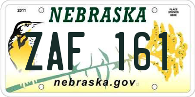 NE license plate ZAF161