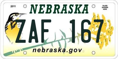 NE license plate ZAF167