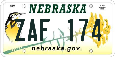 NE license plate ZAF174