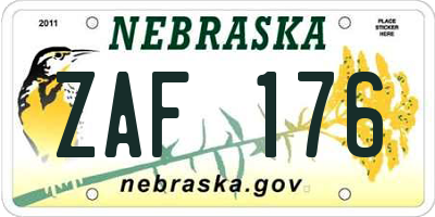 NE license plate ZAF176