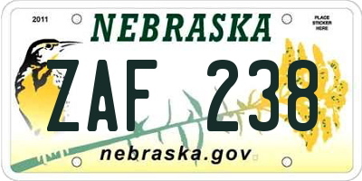 NE license plate ZAF238