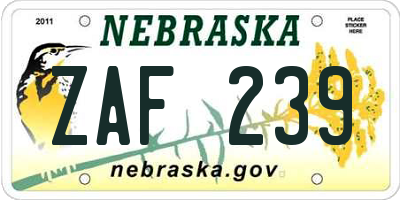 NE license plate ZAF239