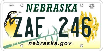 NE license plate ZAF246