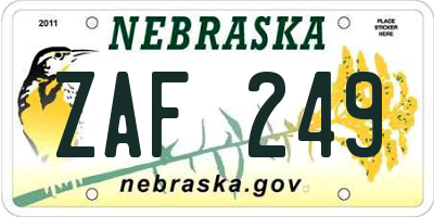 NE license plate ZAF249