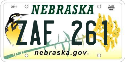 NE license plate ZAF261