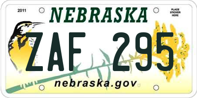 NE license plate ZAF295