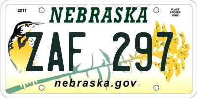 NE license plate ZAF297