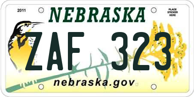 NE license plate ZAF323