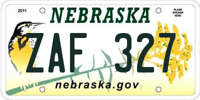 NE license plate ZAF327