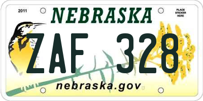 NE license plate ZAF328